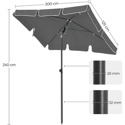 ACAZA Rechthoekige parasol - kantelbaar zonnescherm - Taupe 4
