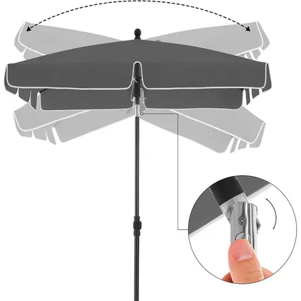 ACAZA Rechthoekige parasol - kantelbaar zonnescherm - Taupe 6