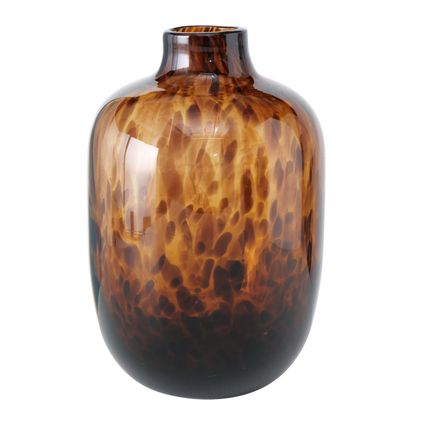 Vase en Verre Léopard en Verre Flammé - 16x25 cm - Marron