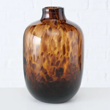 Vase en Verre Léopard en Verre Flammé - 16x25 cm - Marron 4