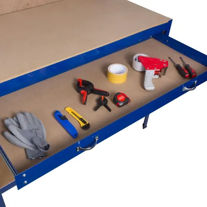 Hanse Werkzeuge Établi en métal avec tiroir / Table de travail - 120x60x155 cm 4