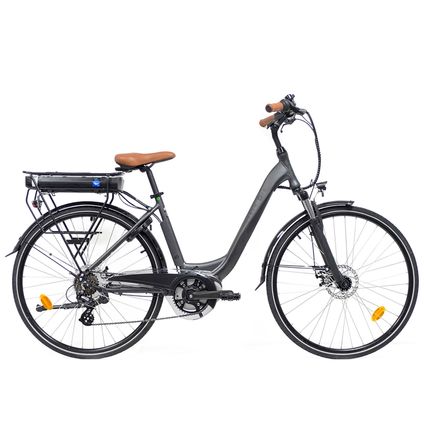 Vélo électrique pour femme Urban E600 moteur central 7 vts gris