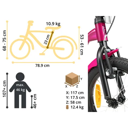 Vélo enfant - Löwenrad - roues 16 pouces - rose foncé 6