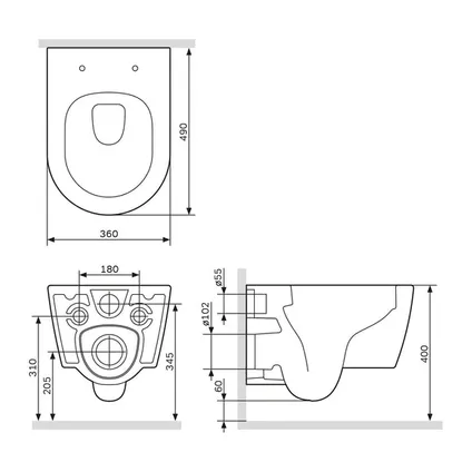 WC suspendu FlashClean Func sans rebord avec couvercle de siège Softclosing 8