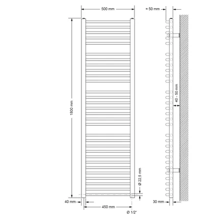 LuxeBath Radiateur de Salle de Bain Design Sahara, 500x1800 mm, Anthracite, Forme Courbé 4