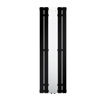 Radiateur LuxeBath Vertical en Acier, avec Miroir en Verre Véritable, 1600x450 mm, Noir Mat
