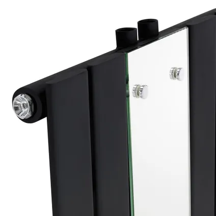 Radiateur LuxeBath Vertical en Acier, avec Miroir en Verre Véritable, 1600x450 mm, Noir Mat 2