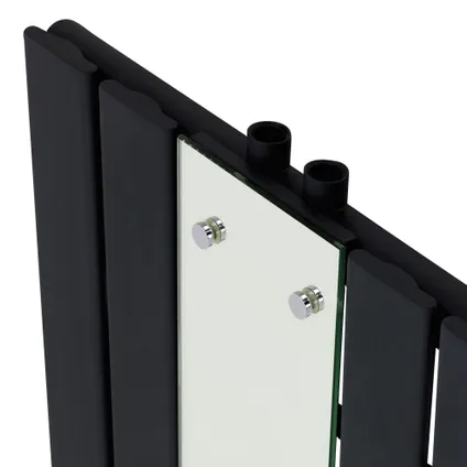Radiateur LuxeBath Vertical en Acier, avec Miroir en Verre Véritable, 1600x450 mm, Noir Mat 4