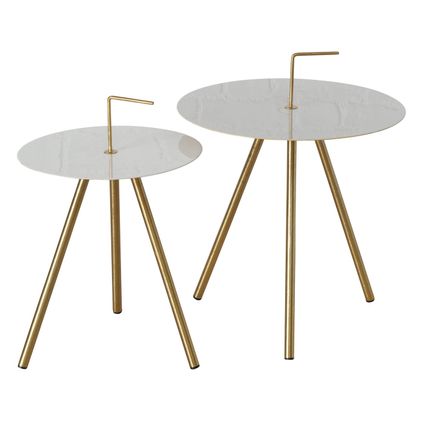Table d'appoint Tobo, ensemble de 2 pièces avec pieds en métal - Or