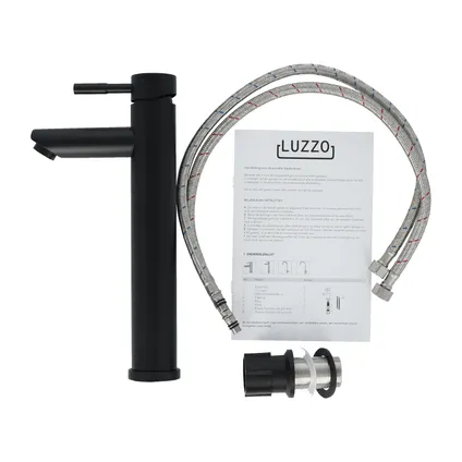 Luzzo® Como Black high - RVS Wastafelkraan Hoog - Zwart 6