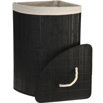 4goodz Panier à linge en bambou noir modèle d'angle 60x35x35 cm - Noir