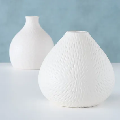 Vase Balsta Céramique set de 2 pièces - 15x16 cm - Blanc 2