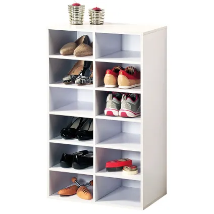 Meuble à chaussures spacieux 51,5x29,5x87 cm - 12 compartiments - Blanc 2