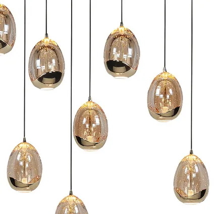 Highlight hanglamp Golden Egg ovaal 12 lichts L 140cm amber-zwart 2