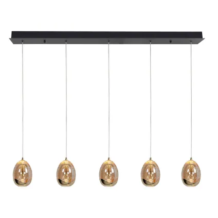 Highlight hanglamp Golden Egg 5 lichts L 108cm amber-zwart