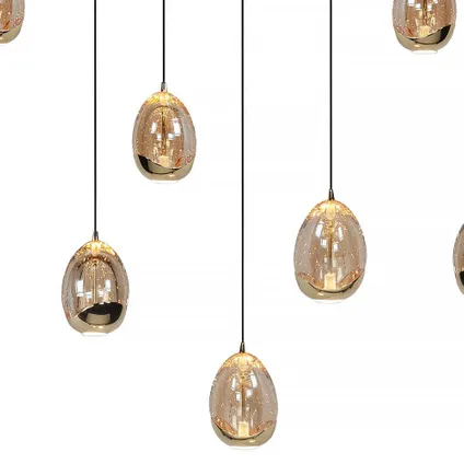 Highlight hanglamp Golden Egg ovaal 8 lichts L 100cm amber-zwart 2