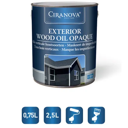 Ciranova Exterior Wood Oil Opaque - Verweerd Grijs - Dekkende Houtolie - 750 ml 3