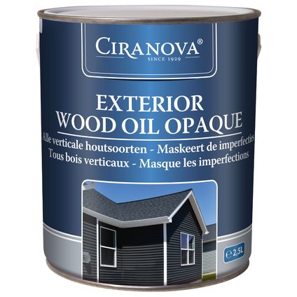 Ciranova Huile pour bois extérieure opaque - Gris clair - Huile pour bois opaque - 2,5 litre