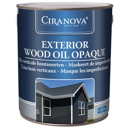 Ciranova Huile pour bois extérieure opaque - Gris clair - Huile pour bois opaque - 2,5 litre