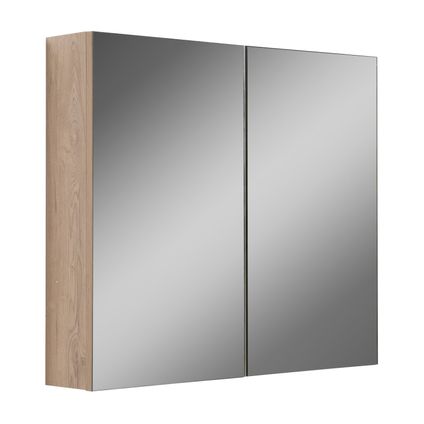 Meuble a miroir Cuba 80 x 16 x 70 cm - Badplaats - Chêne Châtaignier - Miroir armoire