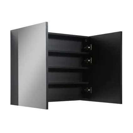 Badplaats Spiegelkast Cuba 90 x 16 x 70 cm - zwart houtnerf 2