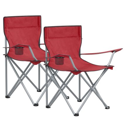 ACAZA Lot de 2 chaises de camping pliables - Rouge