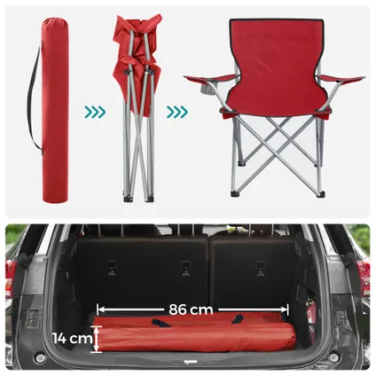 ACAZA Lot de 2 chaises de camping pliables - Rouge 3