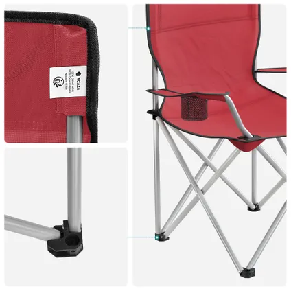 ACAZA Lot de 2 chaises de camping pliables - Rouge 7