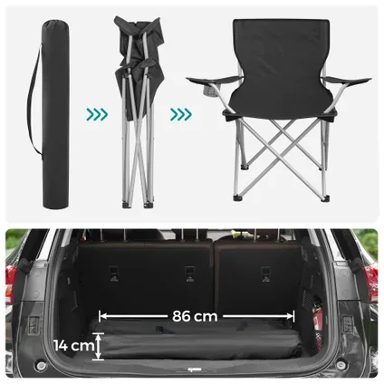 ACAZA Lot de 2 chaises de camping pliables - capacité de charge 120 kg - Noir 3