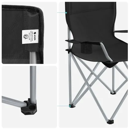 ACAZA Lot de 2 chaises de camping pliables - capacité de charge 120 kg - Noir 7