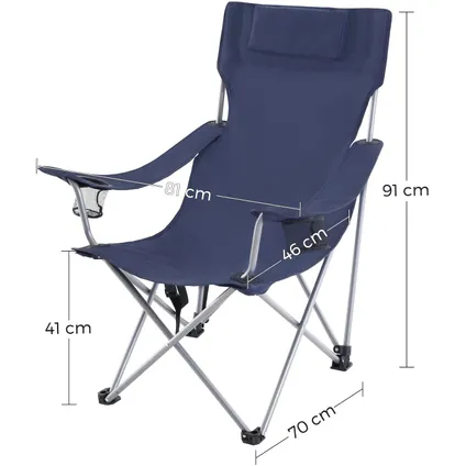 ACAZA Chaise de camping - Chaise pliante - Bleu foncé 6