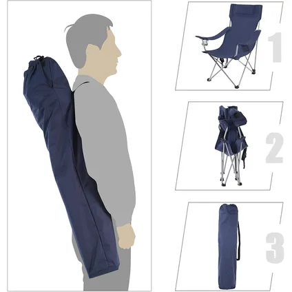 ACAZA Chaise de camping - Chaise pliante - Bleu foncé 7