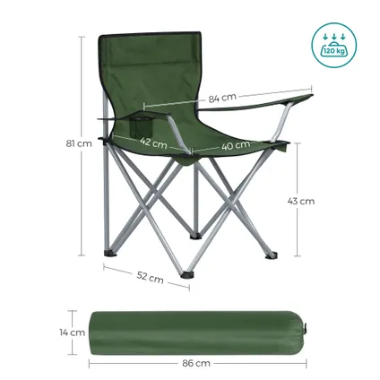 ACAZA Lot de 2 chaises de camping pliables - vertes 5