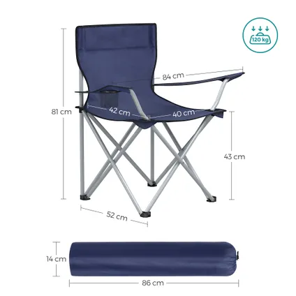 ACAZA Lot de 2 chaises de camping pliables - Bleu 4