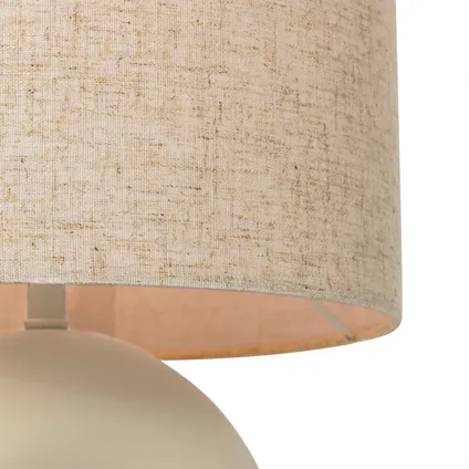 QAZQA Design tafellamp beige met linnen kap beige - Lotti 3