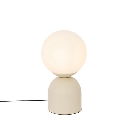 QAZQA Lampe de table hôtel chic beige avec verre opale - Pallon Trend