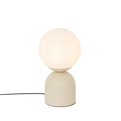 QAZQA Lampe de table hôtel chic beige avec verre opale - Pallon Trend