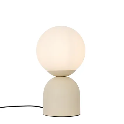 QAZQA Lampe de table hôtel chic beige avec verre opale - Pallon Trend 5