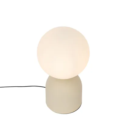 QAZQA Lampe de table hôtel chic beige avec verre opale - Pallon Trend 6