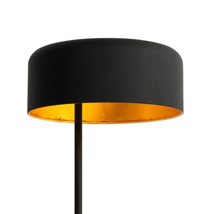 QAZQA Lampe de table rétro noire avec intérieur doré - Jinte 5