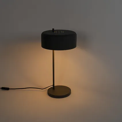QAZQA Lampe de table rétro noire avec intérieur doré - Jinte 10