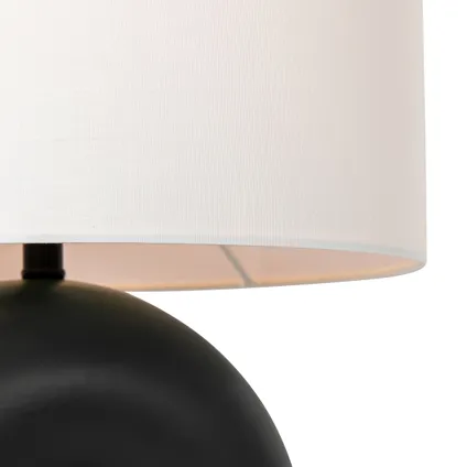 QAZQA Design tafellamp zwart met linnen kap wit - Lotti 3