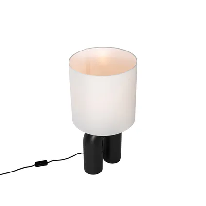 QAZQA Design tafellamp zwart met linnen kap wit - Lotti 6