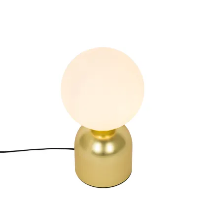 QAZQA Lampe de table hôtel chic dorée avec verre opale - Pallon Trend 6