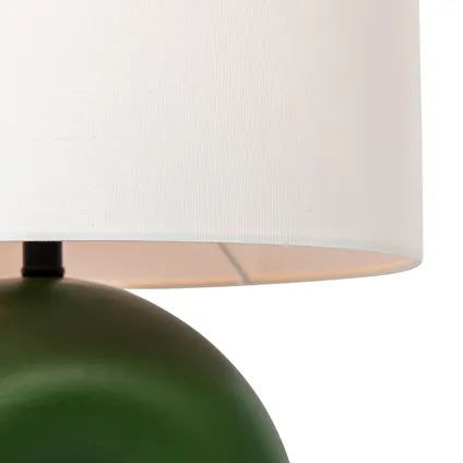 QAZQA Design tafellamp groen met linnen kap wit - Lotti 3