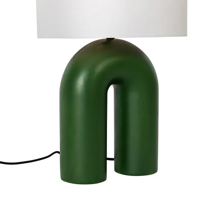 QAZQA Design tafellamp groen met linnen kap wit - Lotti 5