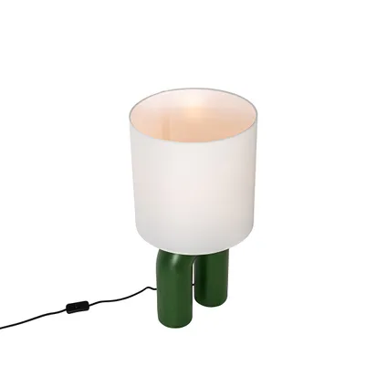 QAZQA Design tafellamp groen met linnen kap wit - Lotti 6
