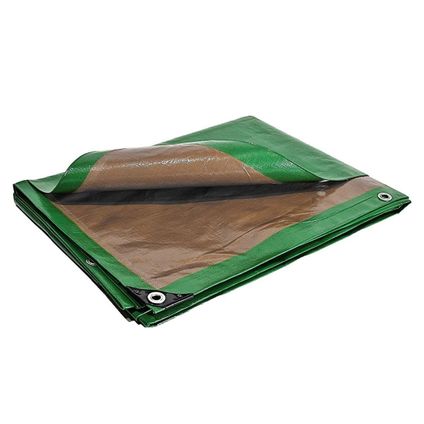 TECPLAST verf dekzeil 6x10 m 250pe groen en bruin - hoge kwaliteit - waterdicht