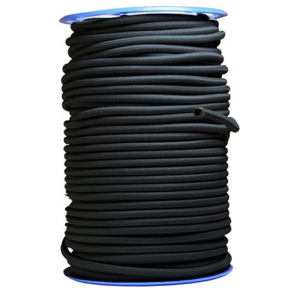TECPLAST zwart elastisch bungeekoord 25 meter 9sw - professionele kwaliteit 9mm