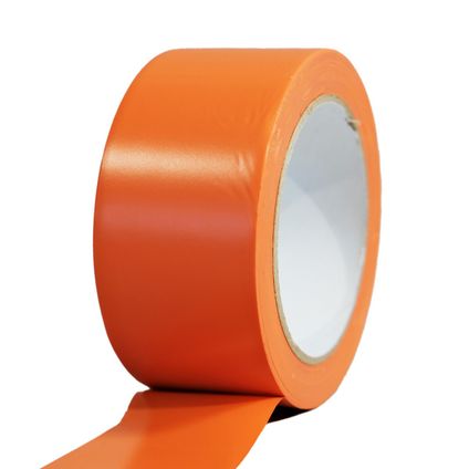 TECPLAST bouw oranje pvc plakband 50 mm x 33 m - 1 plakrol